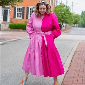 CHRISTOPHER JOHN ROGERS pink belted dress SIZE 18